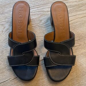 M. Gemi Black block heel slides, size 38